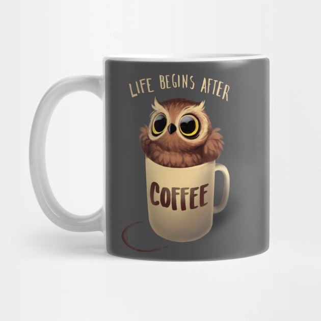 Night Owl - Fluffy Cute Bird - Morning Coffee by BlancaVidal
